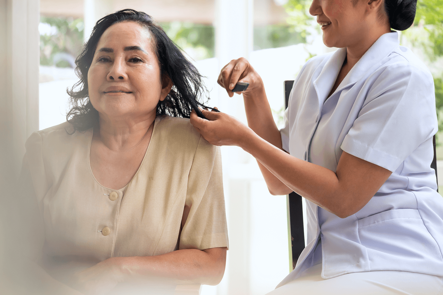 Caregiver helping with daily tasks