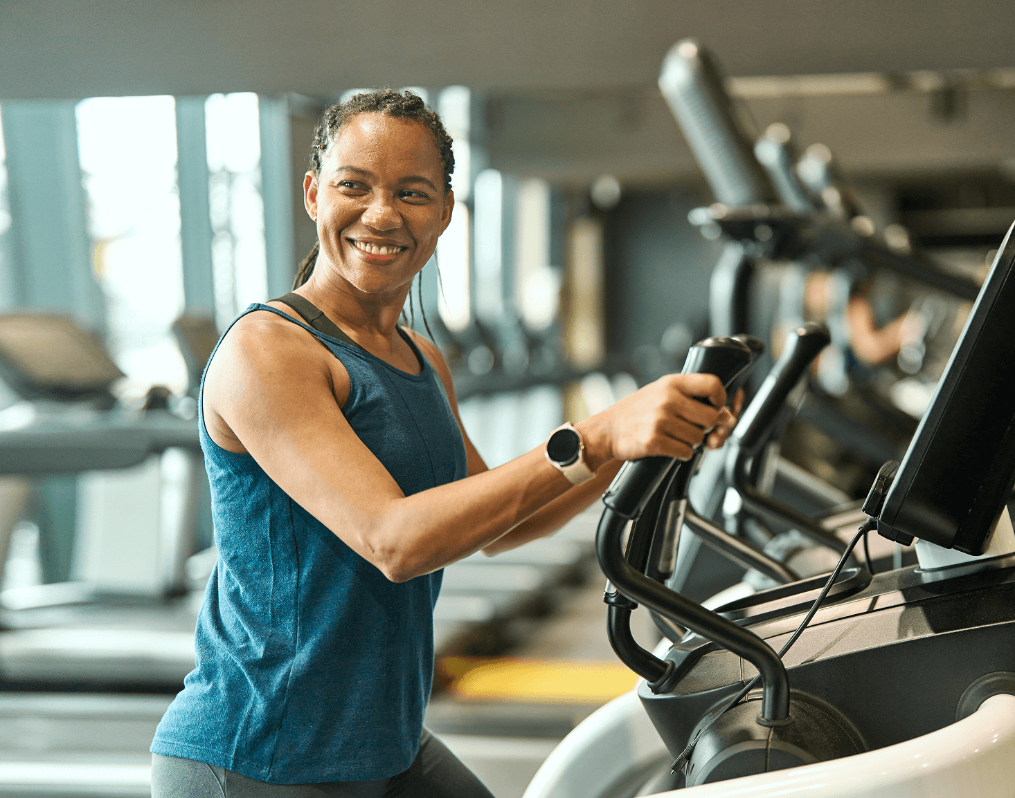 Woman doing gentle exercise outdoors